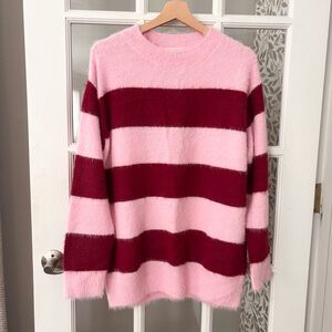 UNIVERSAL THREAD Fuzzy Striped Tunic Sweater Sz M